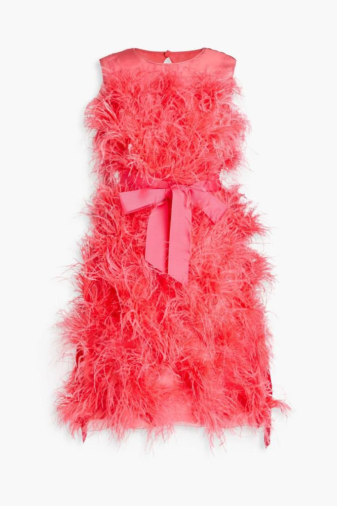 Huishan Zhang Halle feather-trimmed silk-organza dress 1
