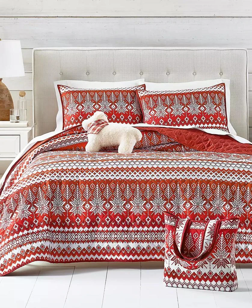 Martha Stewart Fair Isle 4-Pc. Quilt Tote Set, King, Exclusively at Macy’s 1