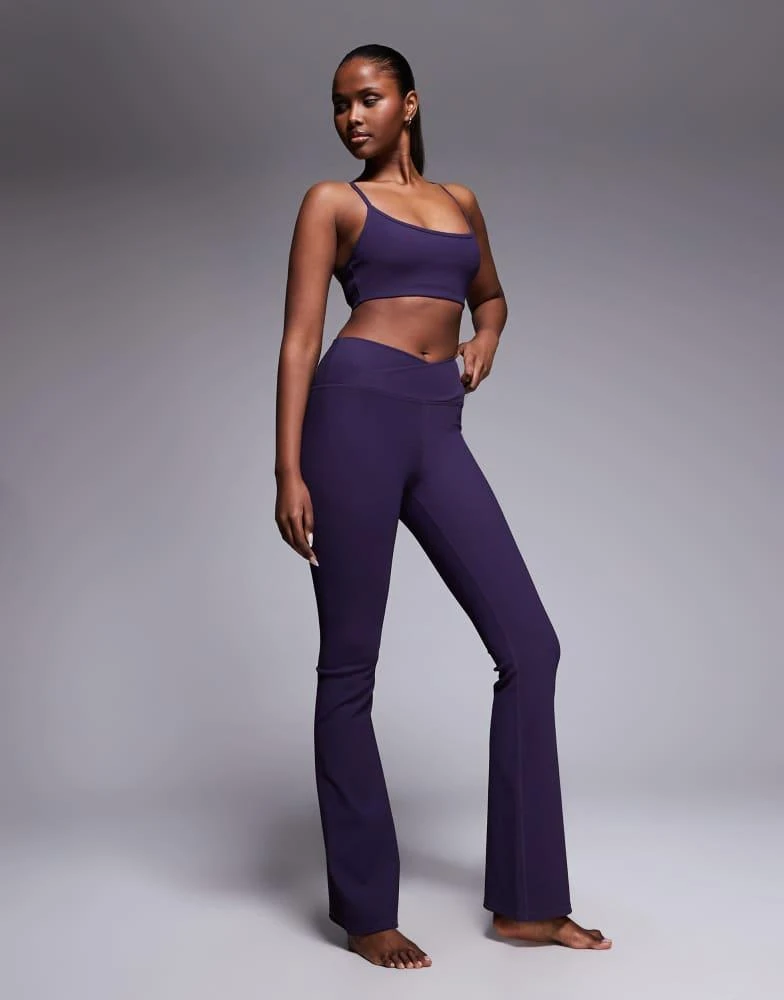 4505 4505 micro rib wrap waist slim kick yoga legging in grape