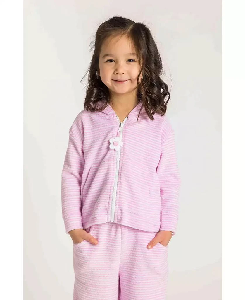 Florence Eiseman Toddler Girls Stripe Terry Hoodie with Flower 3