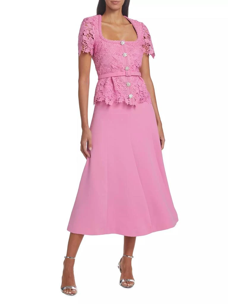 Self Portrait Mixed-Media Lace Midi-Dress 3