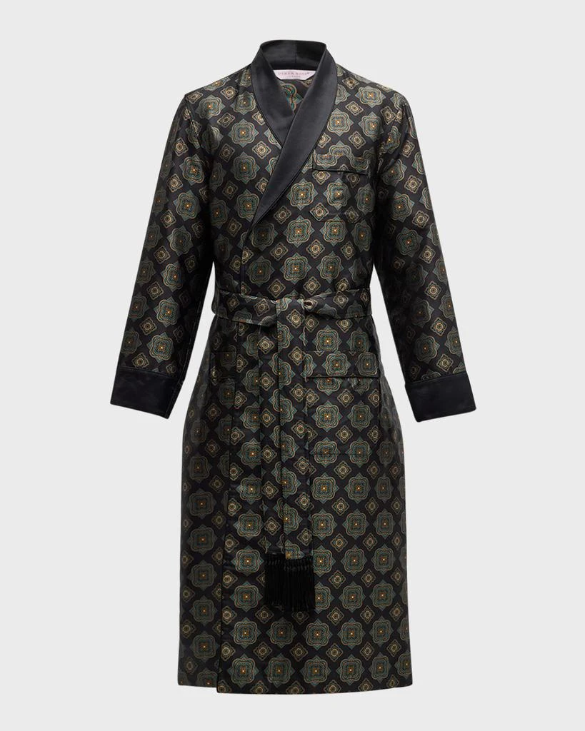 Derek Rose Men's Verona Silk Jacquard Robe 1