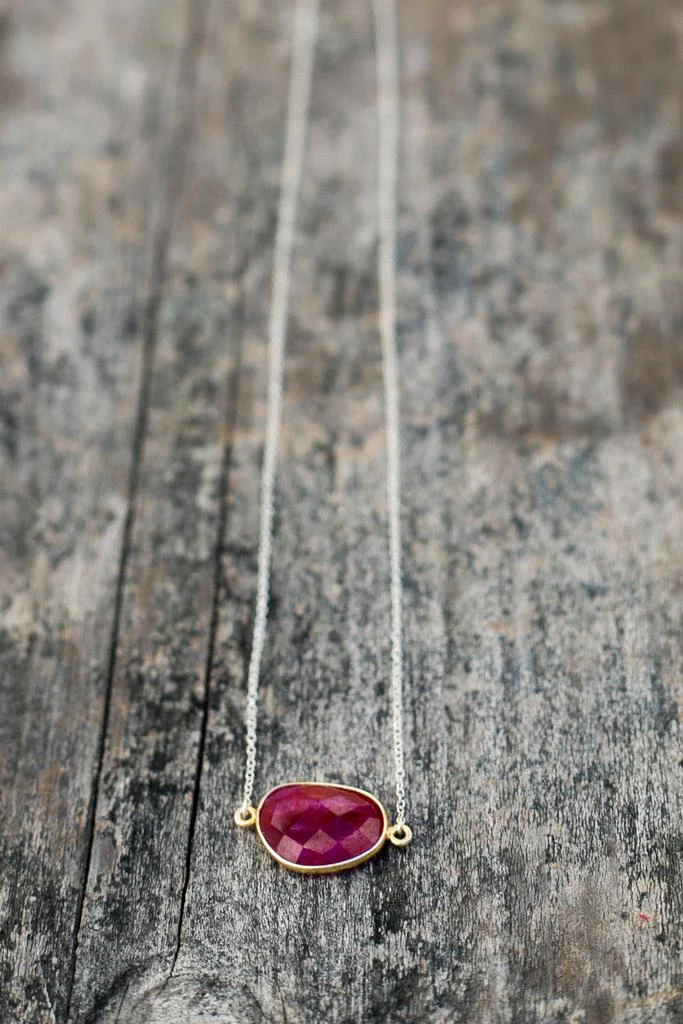 A Blonde and Her Bag Mrs. Parker Demi Fine Necklace in Ruby 3