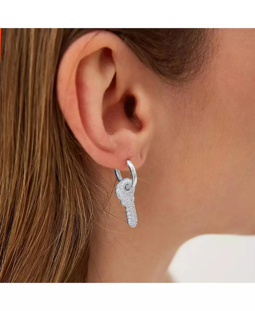 Spero London Key Silver Hoop Sterling Silver Earring 3