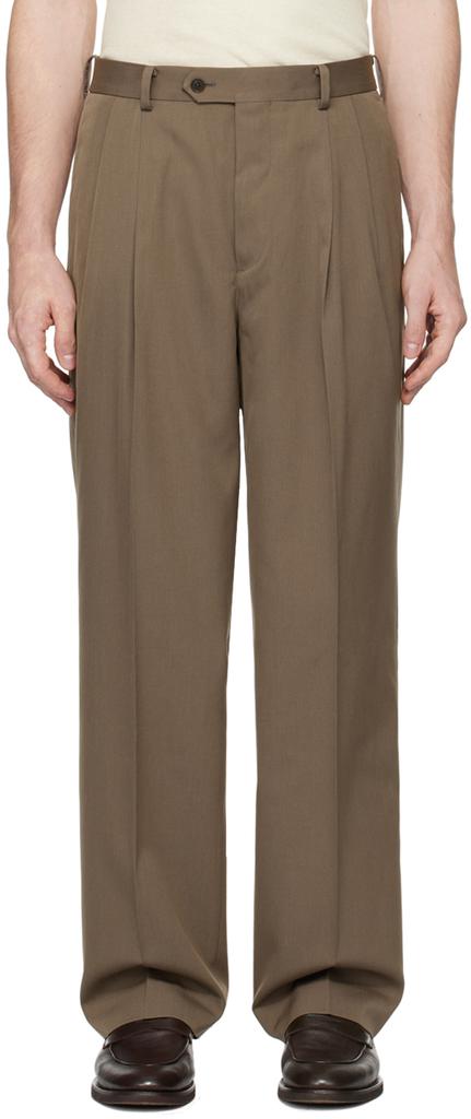 AURALEE Taupe Light Wool Max Gabardine Two-Tuck Trousers JP 3 = WAIST US 31  - BeyondStyle