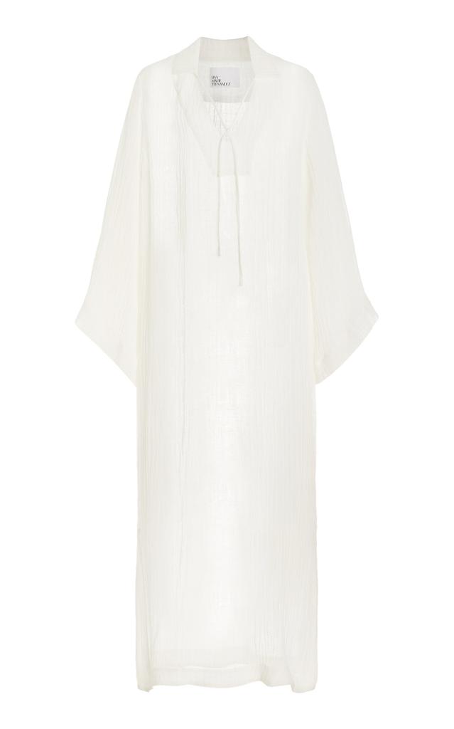 Lisa Marie Fernandez Lisa Marie Fernandez - Linen-Blend Gauze Tunic Caftan - White - M - Moda Operandi