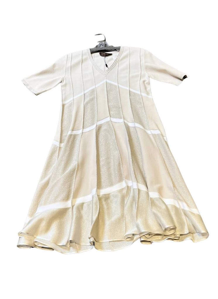 D.Exterior D.Exterior - Short Sleeve V-Neck Fit and Flare Dress