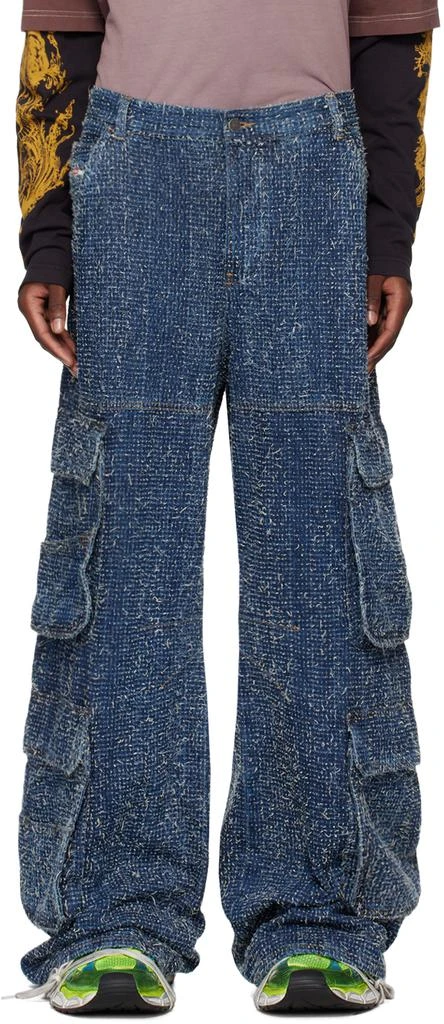 Diesel Blue Straight 1996 D-Sire 0pgah Denim Cargo Pants 1