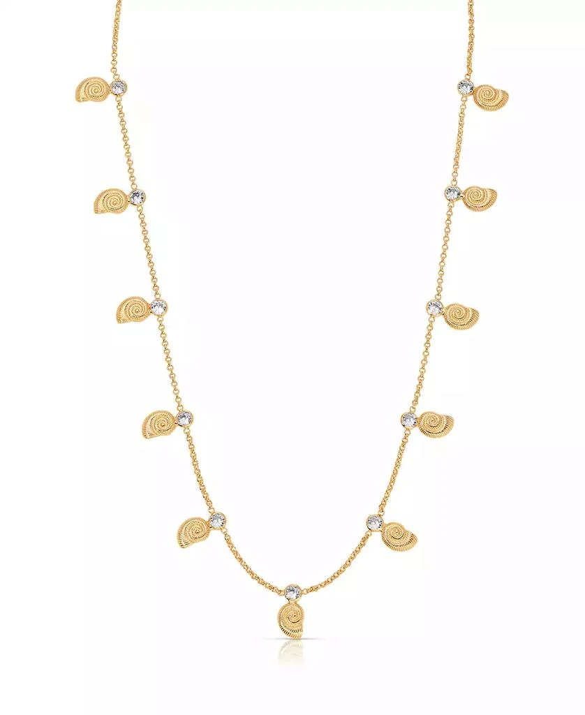 Ettika Jewelry 18k Gold Plated Swirled Shell Dangle Charm Necklace