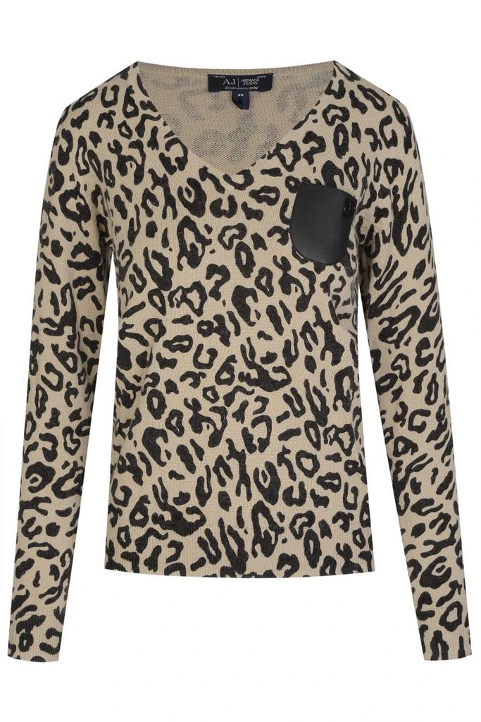 Emporio Armani Emporio Armani Leopard Printed V-Neck Pullover 1