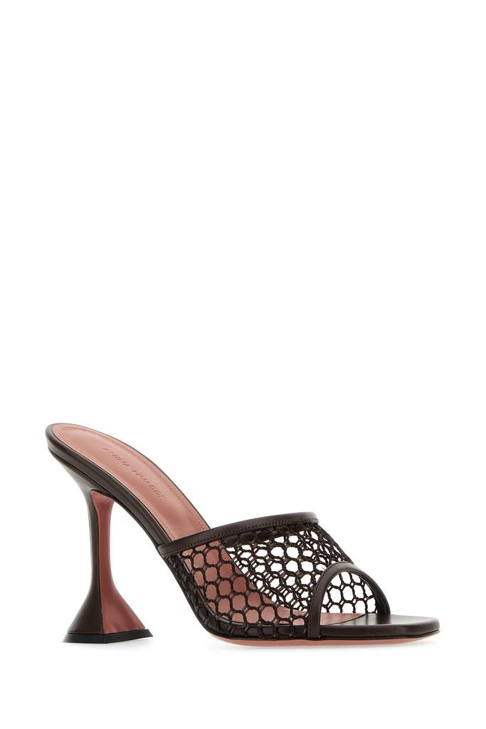 Amina Muaddi Brown mesh and leather Lupita mules 1