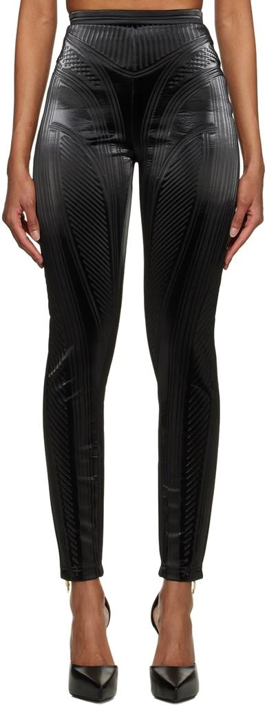 Mugler Black Embossed Leggings 1