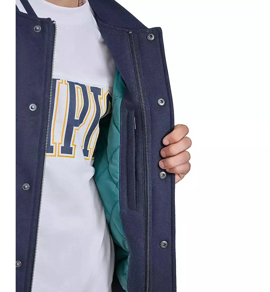 CHAMPION Men's Colorblocked Mixed-Media Varsity Jacket 4