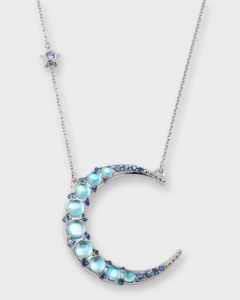 Monica Rich Kosann Sterling Silver Blue Topaz Crescent Moon Statement Necklace