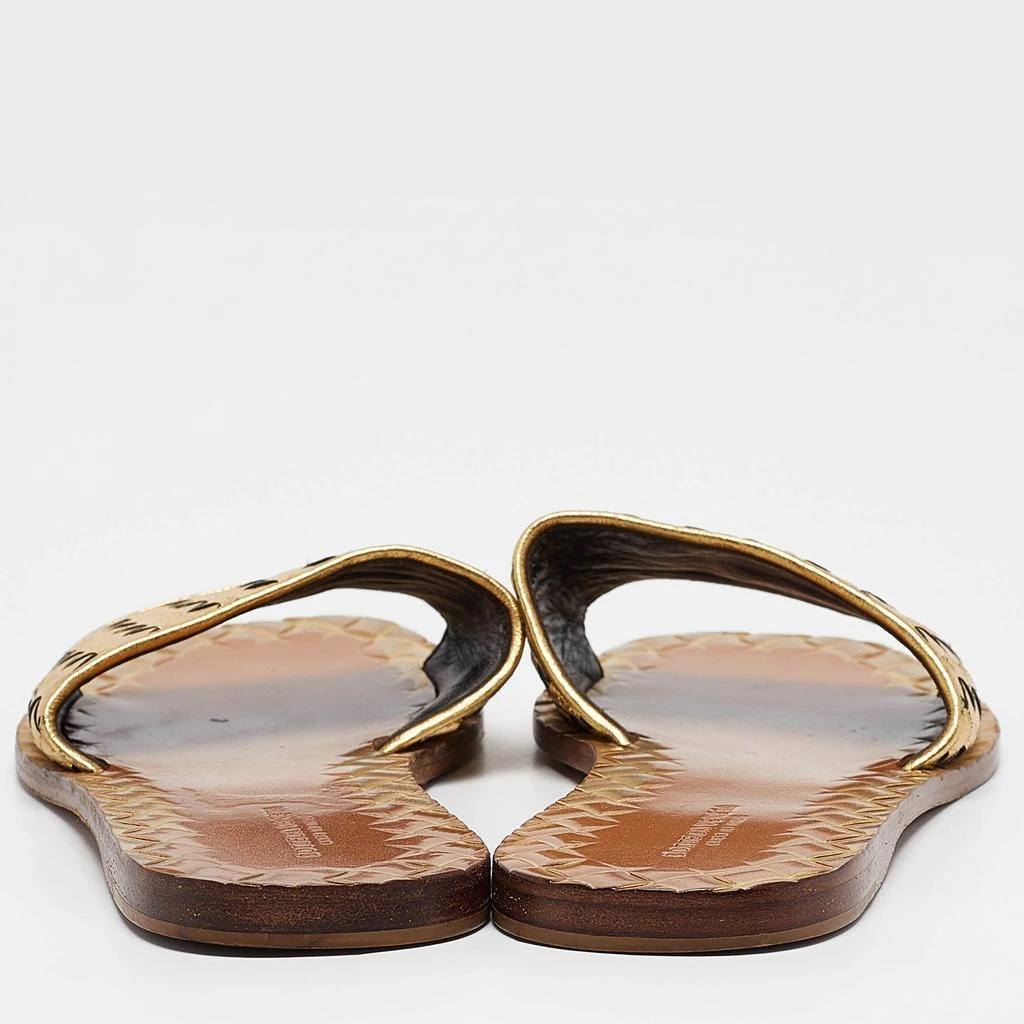 Bottega Veneta Bottega Veneta Gold Leather Intrecciato Flat Slides Size 36.5 5