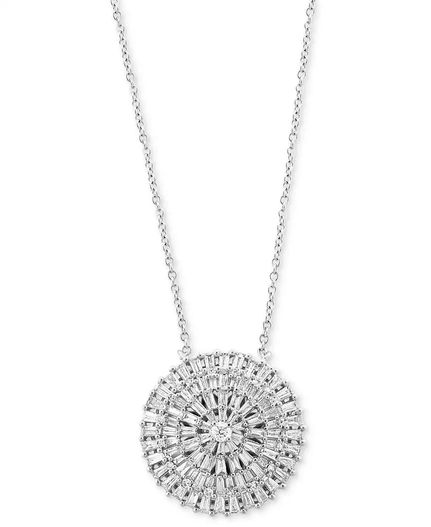 Effy EFFY® Diamond Round & Baguette Circle Cluster 18" Pendant Necklace (1 ct. t.w.) in 14k White Gold 1