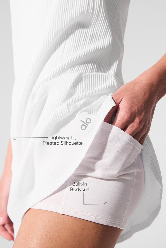 Alo Micro Plisse Game On Tennis Dress - White