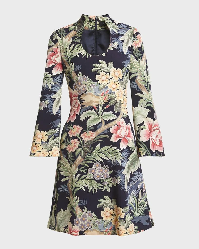 ETRO Idillium Paisley U-Neck Long-Sleeve Dress 1