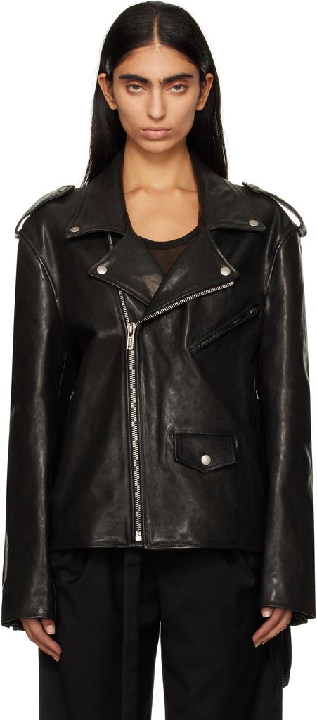 ANN DEMEULEMEESTER Black Anu Perfecto Leather Jacket - Jackets