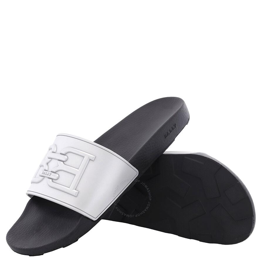 Bally Silver Scotty Rubber Slide Sandals