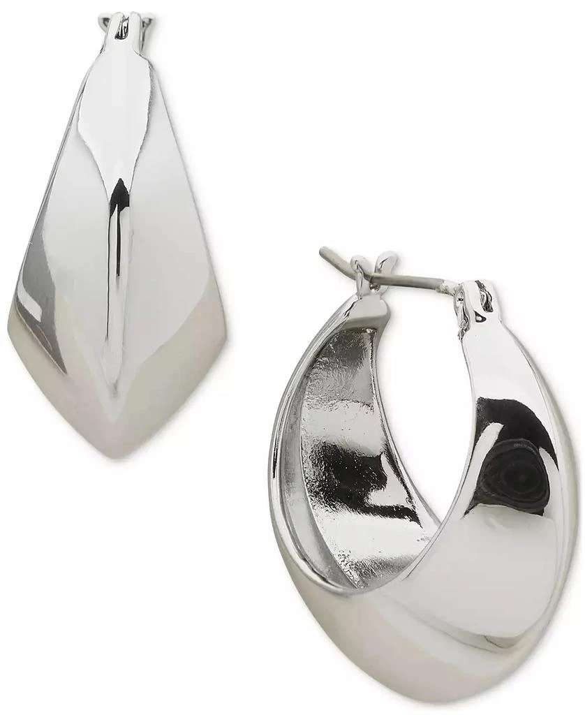 DKNY Polished Graduated Puffy Heart Medium Hoop Earrings, 1.25" 1