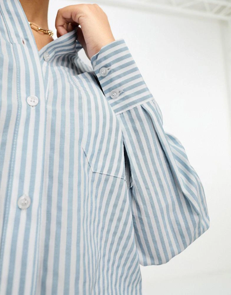 ASOS ASOS DESIGN oversized shirt in blue and white stripe 3