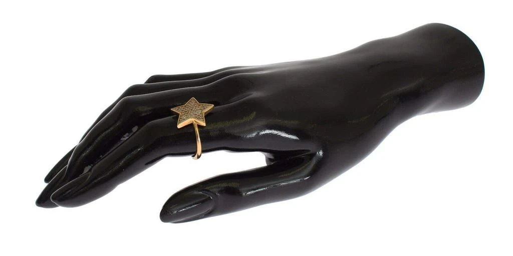 Nialaya Nialaya Star Gold 925 Silver Womens Clear Ring 6