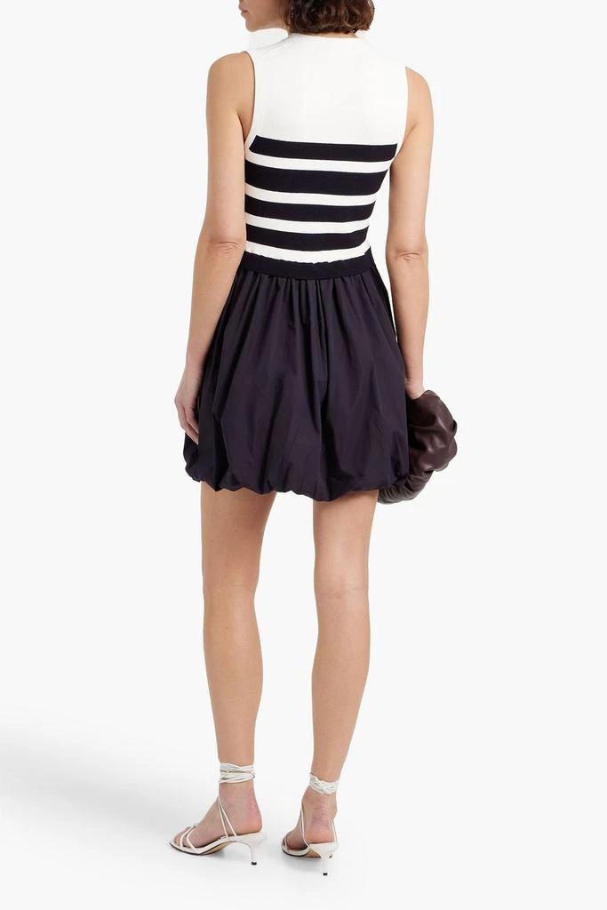 SIMKHAI Josey striped ribbed-knit and cotton-poplin mini dress 3