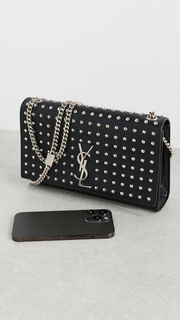 What Goes Around Comes Around YSL Black Grainy Studded Kate Medium