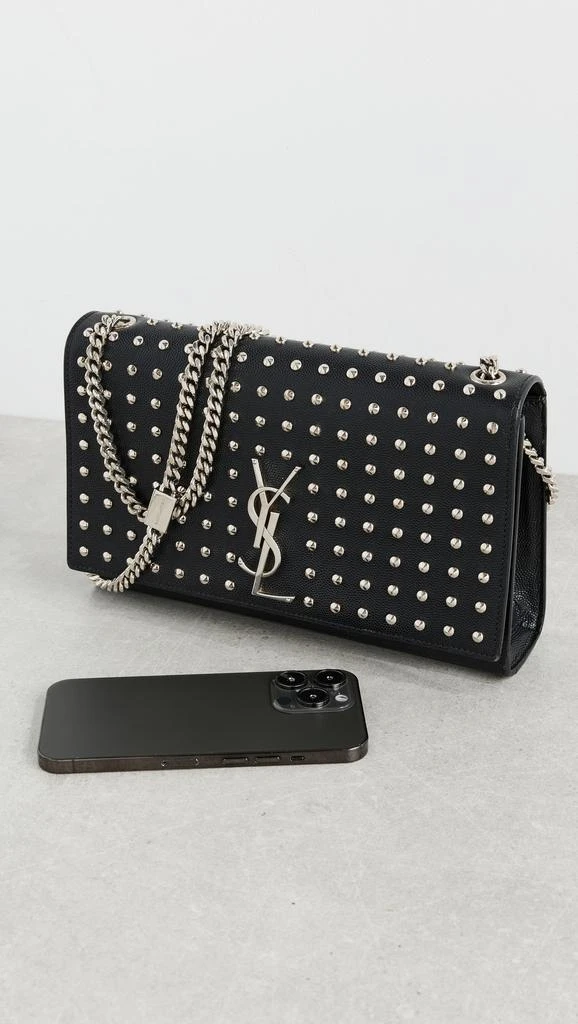 What Goes Around Comes Around YSL Black Grainy Studded Kate Medium 2