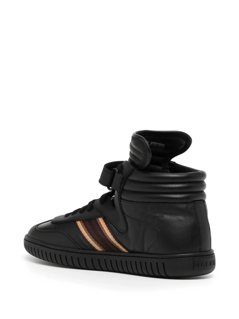 Shop Bally Black Parrel-Midribbon Calf Plain High-Top Sneakers