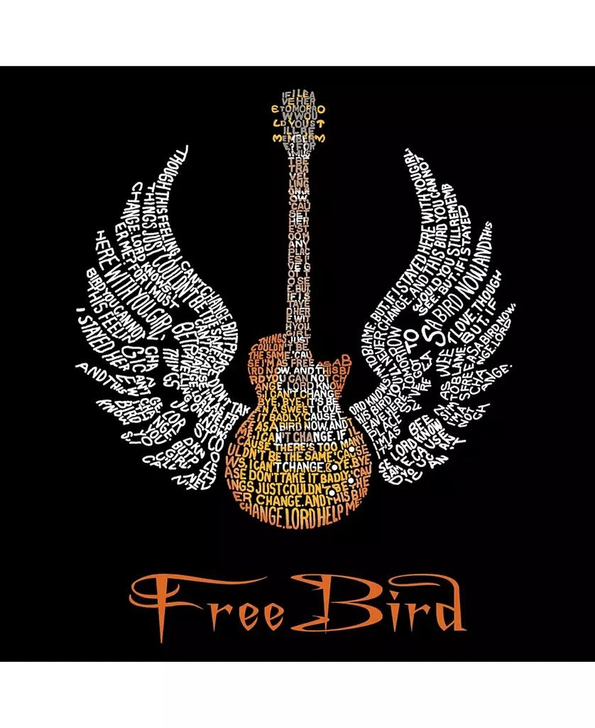 LA Pop Art Mens Word Art T-Shirt - Lyrics to Freebird 2
