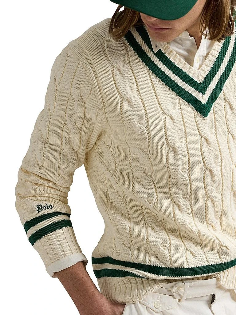 Ralph Lauren Cricket Striped Wool V-Neck Sweater 5