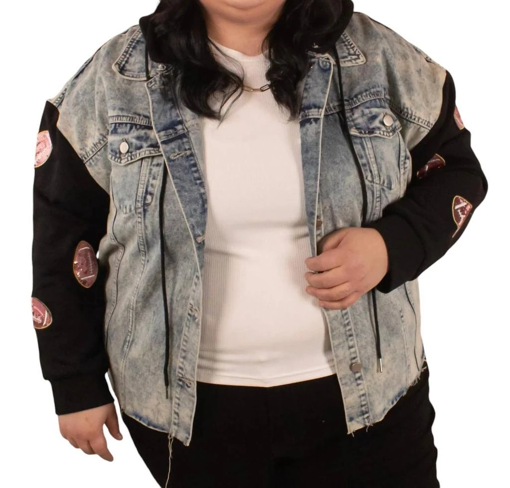 First Love Friday Night Lights Denim Jacket In Light Wash/black 1