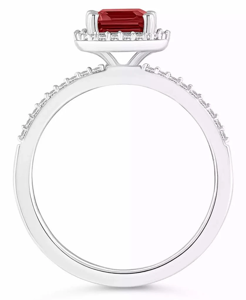 Macy
s Garnet (1-9/10 ct. t.w.) and Lab-Grown White Sapphire (1/4 ct. t.w.) Halo Ring in 10K White Gold 3