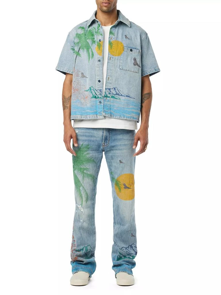 Hudson Walker Palm Painted Kick Flare Jeans 2