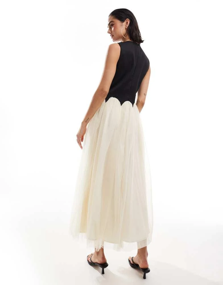 Never Fully Dressed Never Fully Dressed drop hem maxi dress in black and cream 4