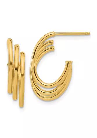 Belk & Co. Co. 14K Yellow Gold Polished J Hoop Post Earrings