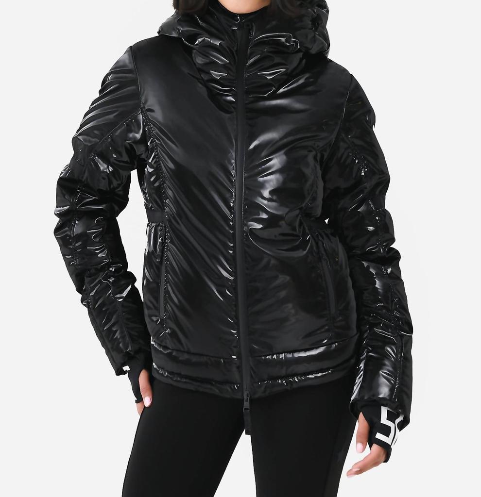 Jet Set Joanna Glam Ski Jacket In Black