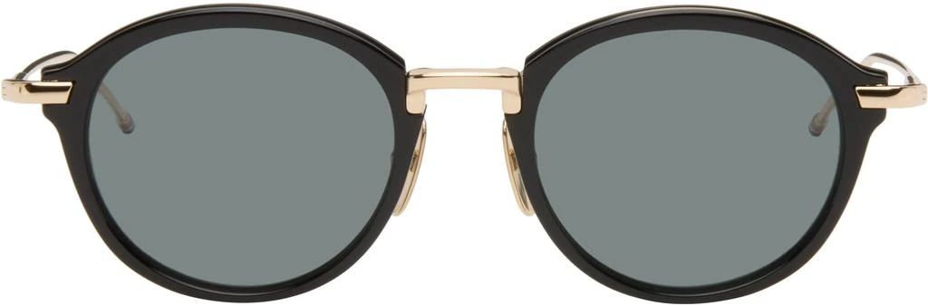 Thom Browne Black & Gold Acetate & Titanium Round Sunglasses 1