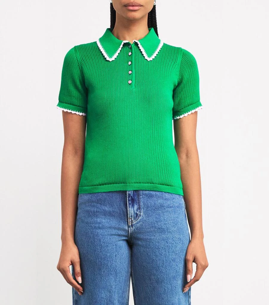 Maje Pointelle Knit Polo Shirt 3