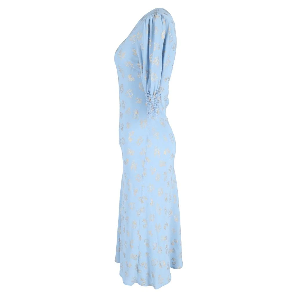 Rixo Jess Zodiac Signs Print Midi Dress in Light Blue Viscose 2