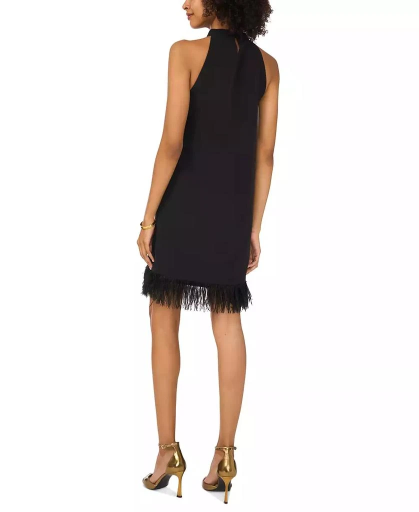 Vince Camuto Women's Feather-Trim Halter A-Line Mini Dress 4
