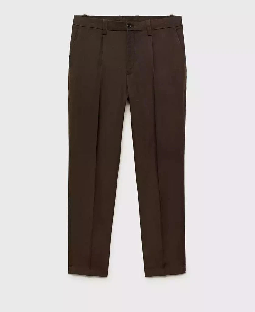 Mango Men's EU Regular-Fit Linen-Blend Pants 7