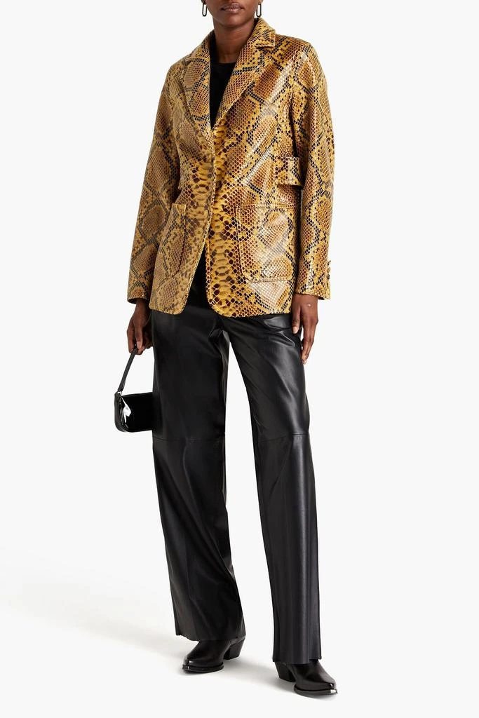 STAND STUDIO Ivy faux snake-effect leather blazer 2