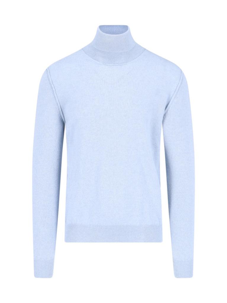 Shop Cashmere Knit Sweater With High Collar And Signature Shop Cashmere Knit Sweater With High Collar And Signature