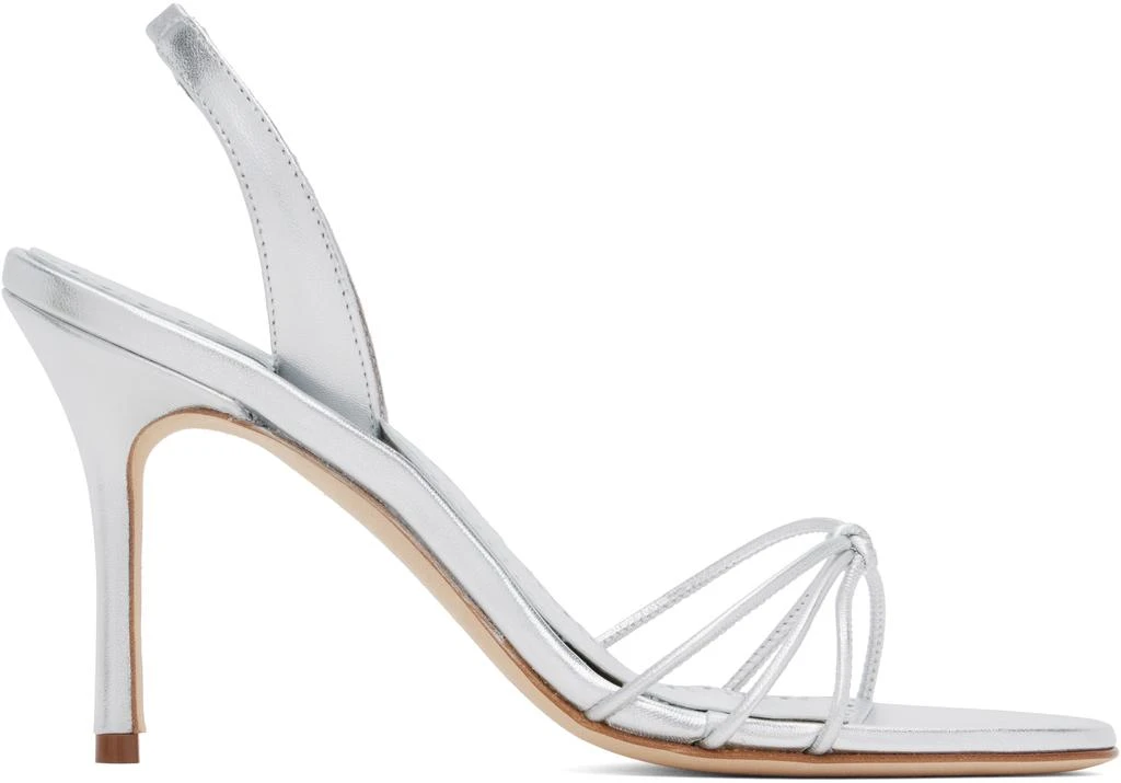 Manolo Blahnik Silver Sareta Heeled Sandals 1