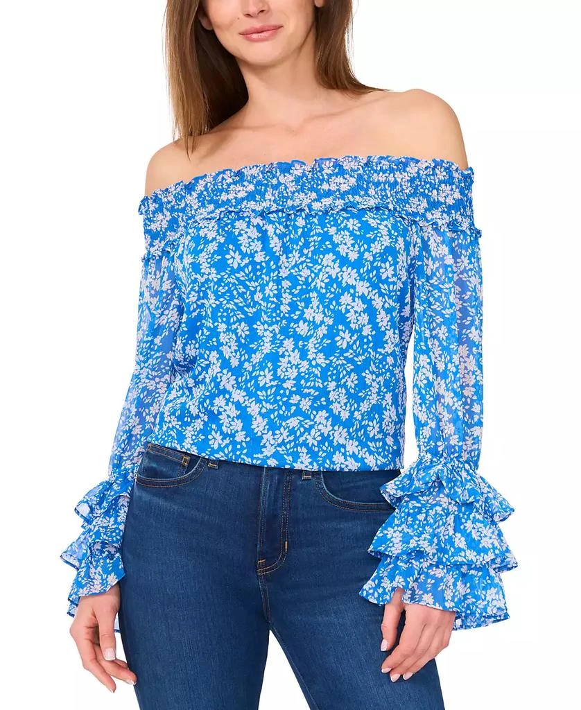CeCe Women's Ruffled Long-Sleeve Off-the-Shoulder Blouse 1