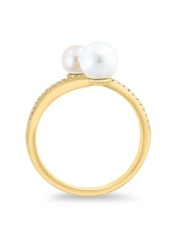 Effy 14K Yellow Gold, 5-6.5MM Freshwater Pearl & Diamond Ring 2