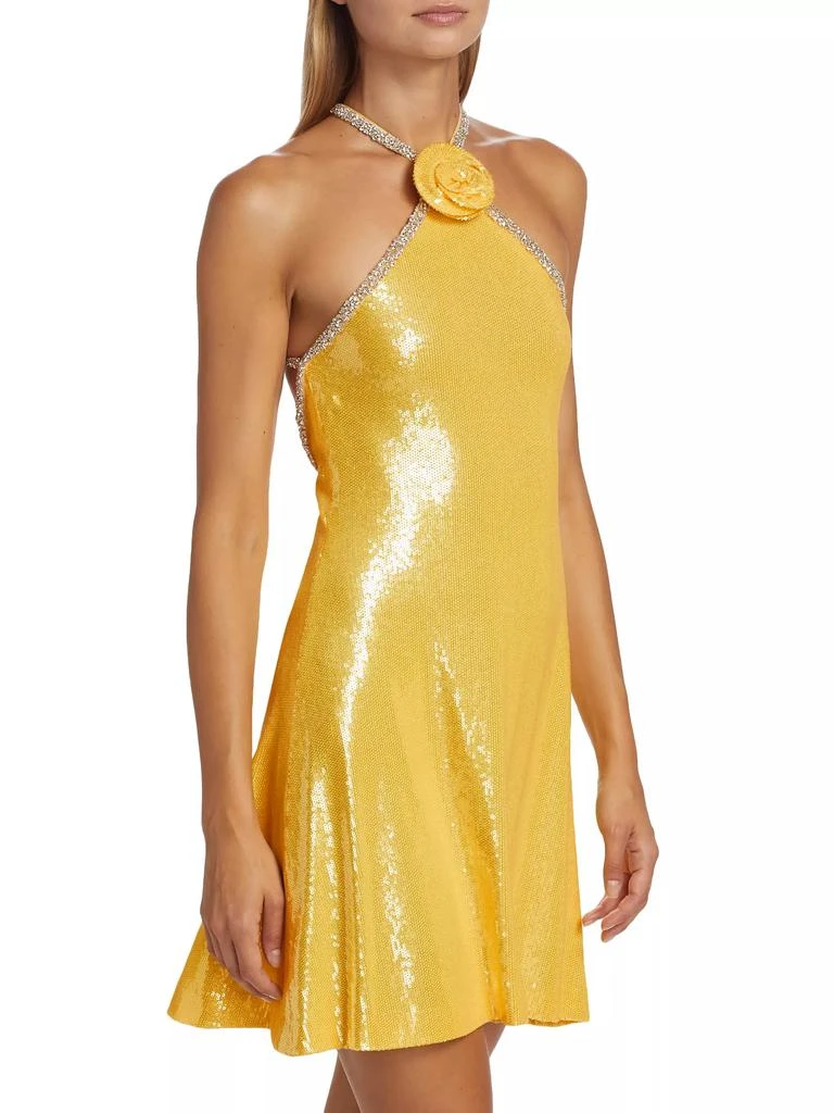 Naeem Khan Halter-Neck Sequin Rosette Minidress 4